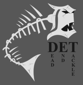 Fish skeleton graphic with text design.